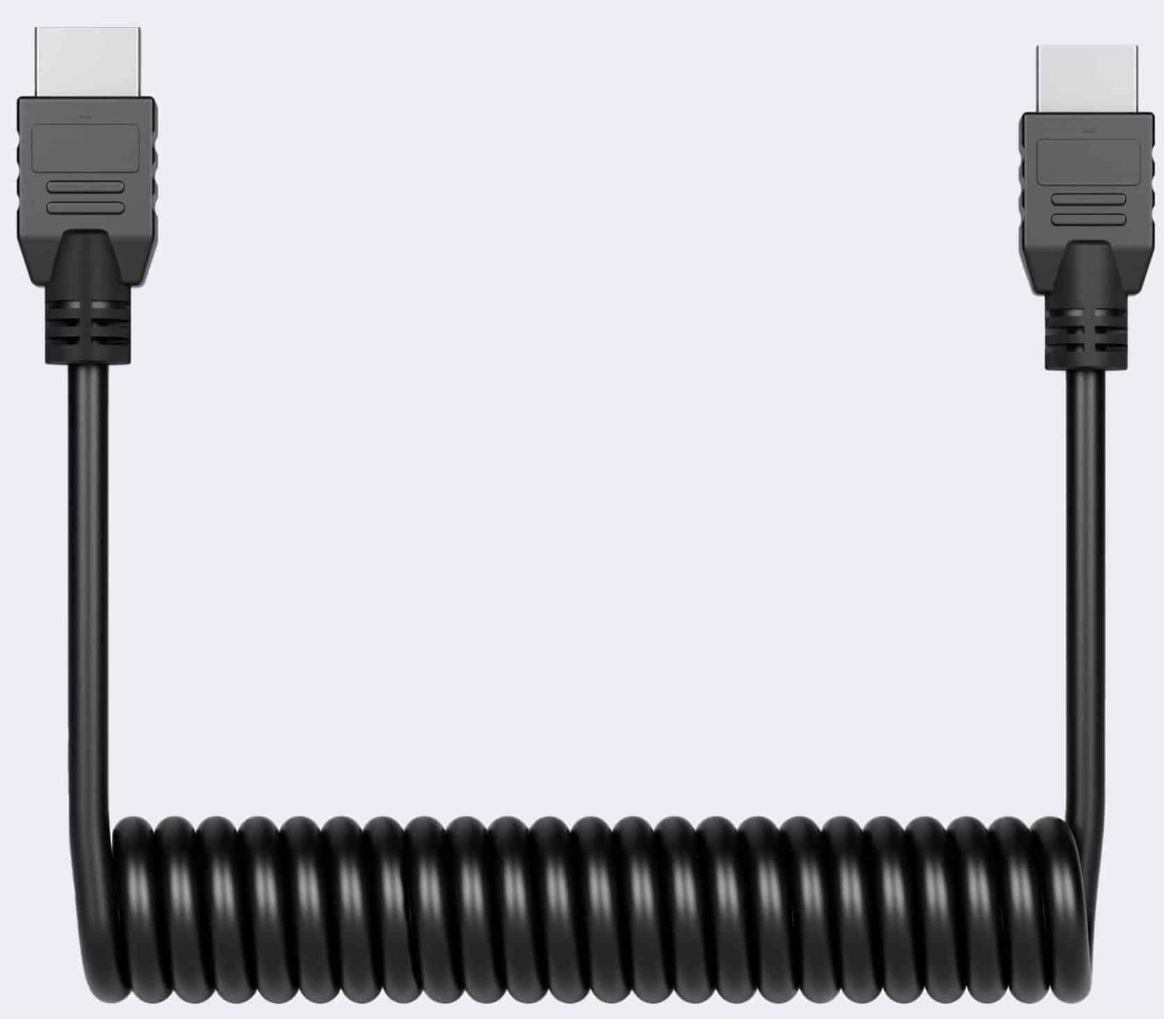 ATOMOS ATOMCAB011 Full HDMI to Full HDMI Cable, Curled, 19.7 inches (50  cm), 25.6 inches (65 cm) Extension Compatible